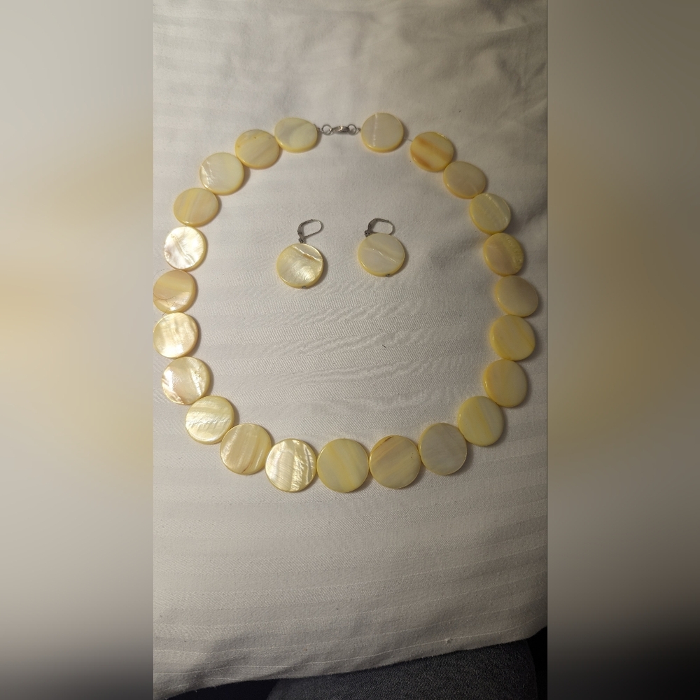 Charming Charlie Lemon Yellow stone necklace and earring set